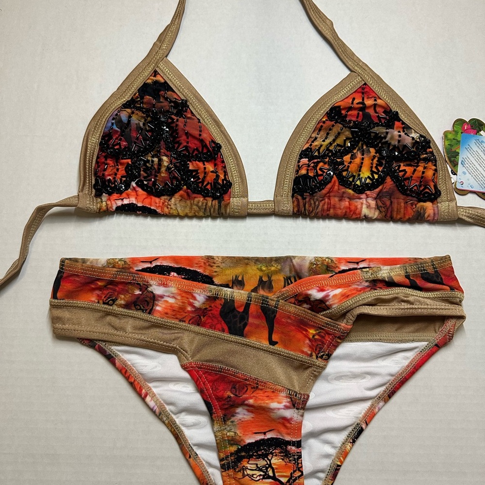 BABALU - Women's Multicolor Bikini Set with handmade details- NEW with tags